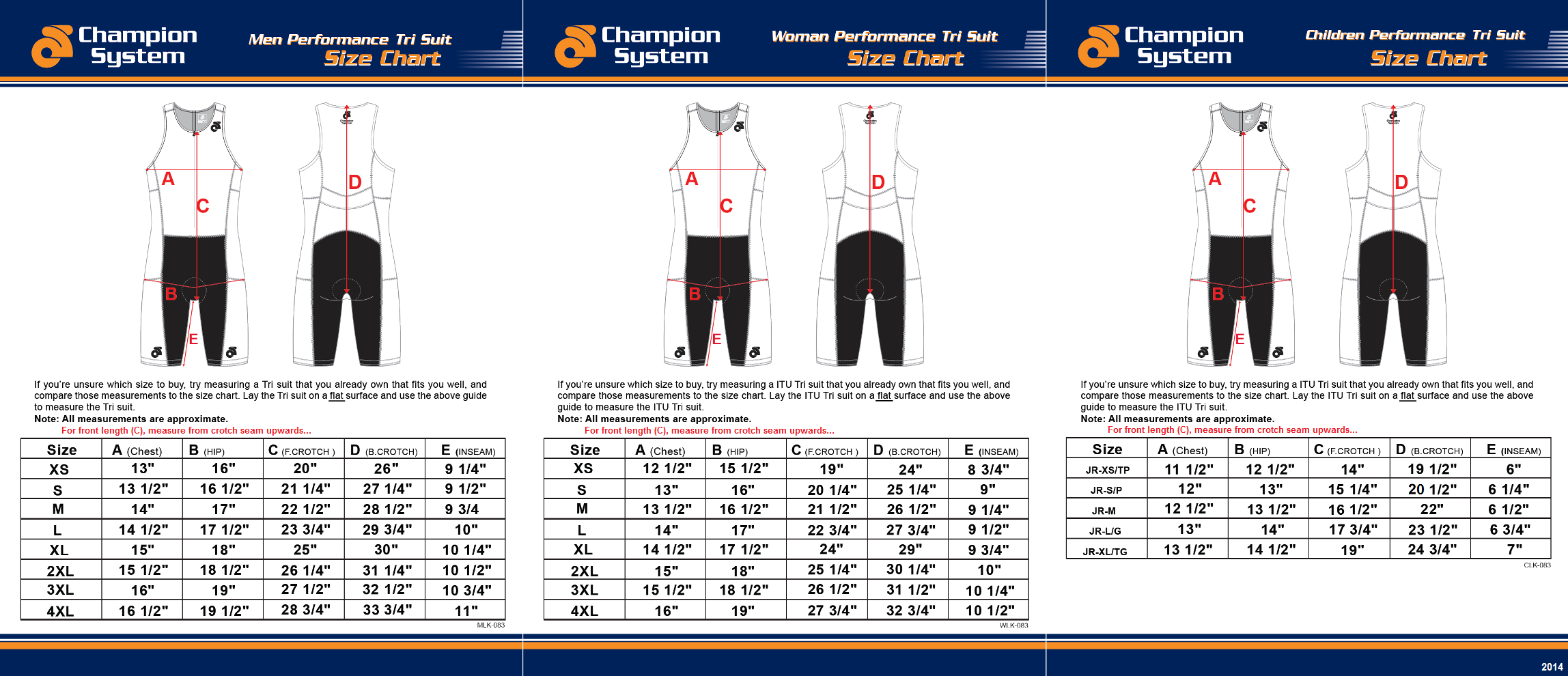 Champion System Size Chart
